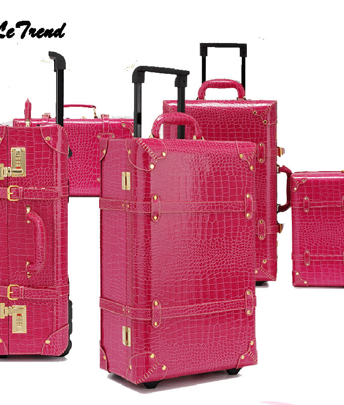 Letrend Vintage Suitcase Wheels Rolling Luggage Set