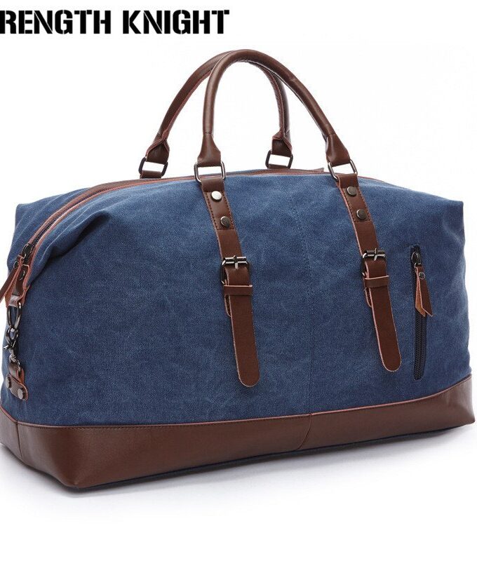 Vintage Canvas Leather Men Travel Bags Carry on Luggage Bags