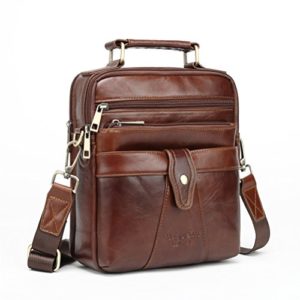 Langzu Men's Genuine Leather Messenger Shoulder Bag