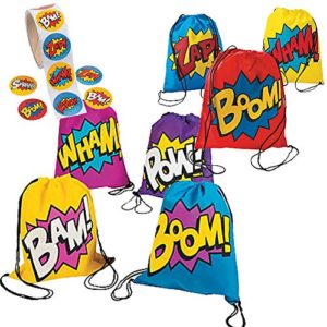 Superhero Girl Boy Drawstring Backpacks Bags