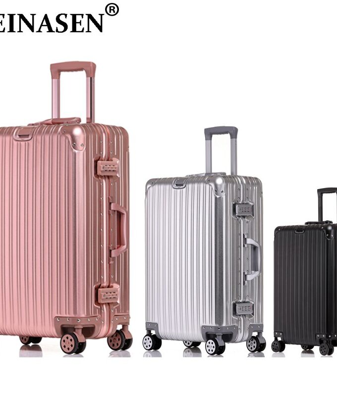 100% aluminium travel suitcase on wheels spinner trolley bag
