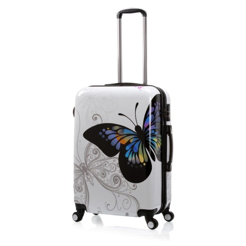 Russia Warehouse White 24" Butterfly Trolley Case Travel Luggage