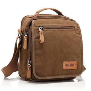 Ibagbar Men's Vintage Canvas Shoulder Everyday Bag Brown