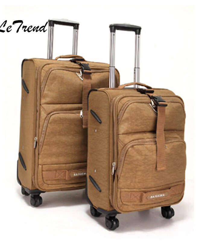 Letrend Men Oxford Rolling Luggage Spinner Business Trolley