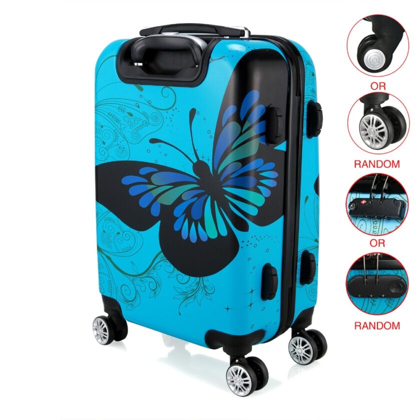 24" Butterfly Trolley Case Travel Luggage Woman Rolling Suitcase