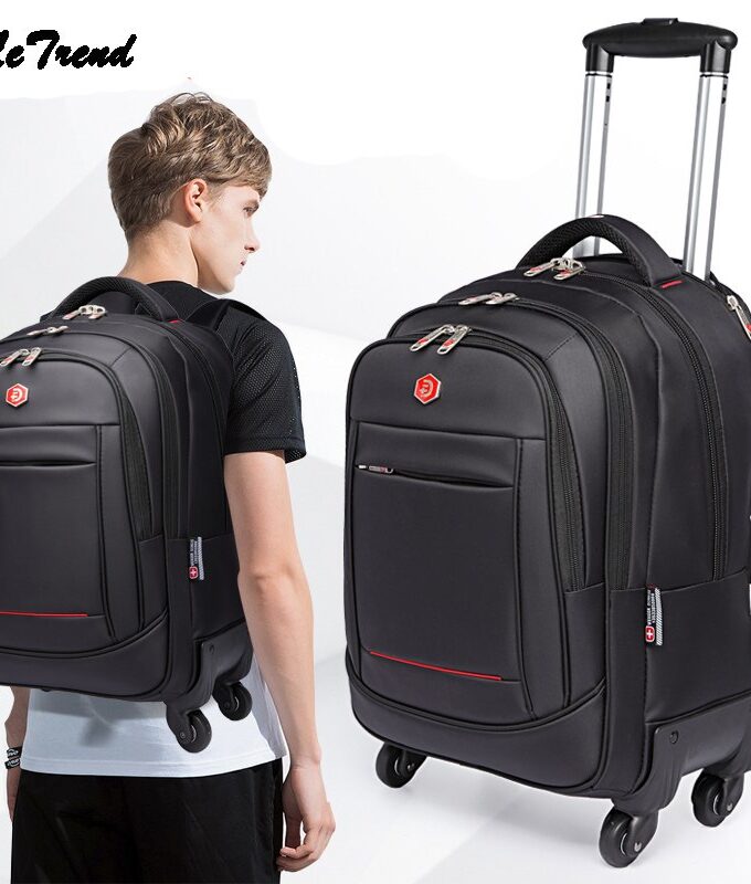 Letrend Rolling Luggage Spinner Backpack Shoulder Travel Bag