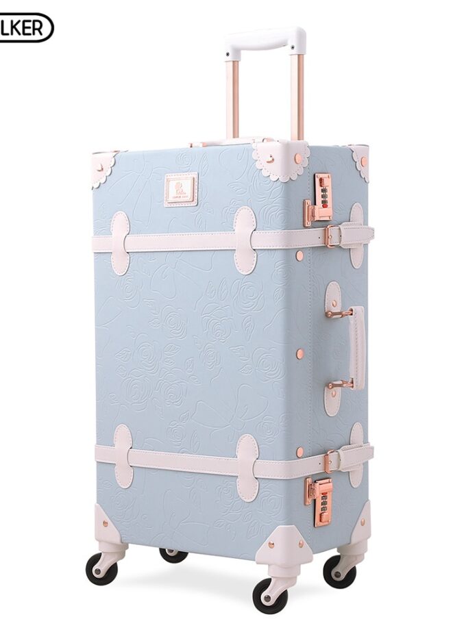 UNIWALKER Light Blue Retro Rolling Luggage