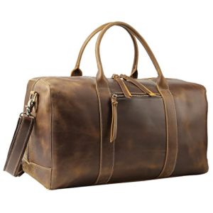 Polare Mens Full Grain Leather Duffel Bag Overnight Travel