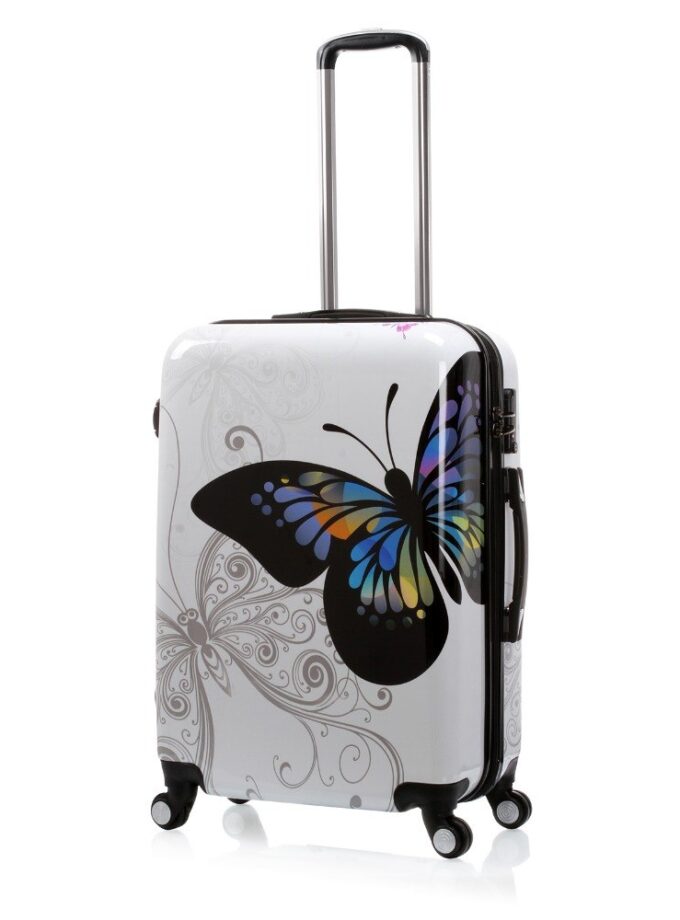 Russia Warehouse White 24" Butterfly Trolley Case Travel Luggage