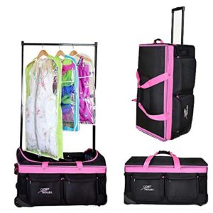 Closet Trolley Dance Bag with Garment Rack - PINK DANCE DUFFEL