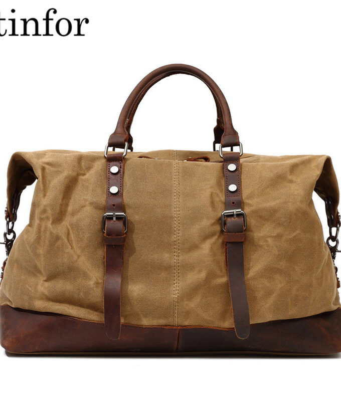 Men Travel Bag Big Vintage Waterproof Canvas