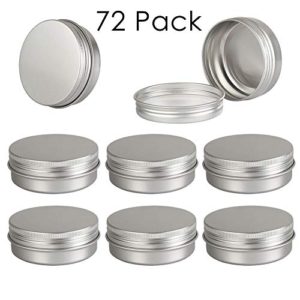 DLIBUY (Pack of 72) 60ml Empty Aluminum Tins Cans Jars Travel Containers