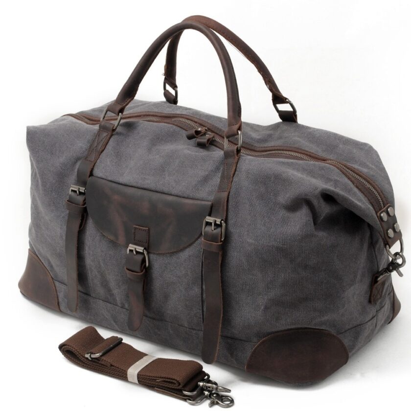 M025 Canvas Crazy Horse Leather Men Travel Bags