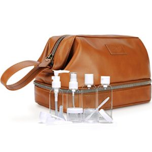 Large Mens Leather Toiletry Bag Dopp Kit, Perfect Travel Accessory