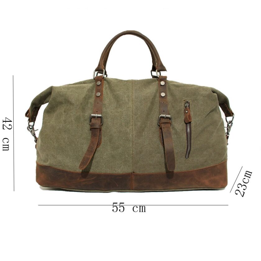 Vintage Canvas Leather Travel Bag Men Military Carry on Luggage Bags