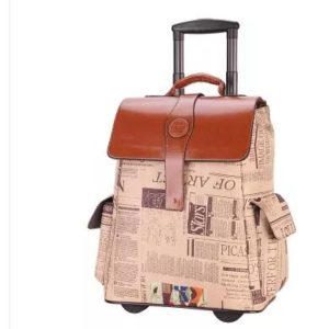 PU trolley bag with wheels on wheels Rolling Luggage Bag