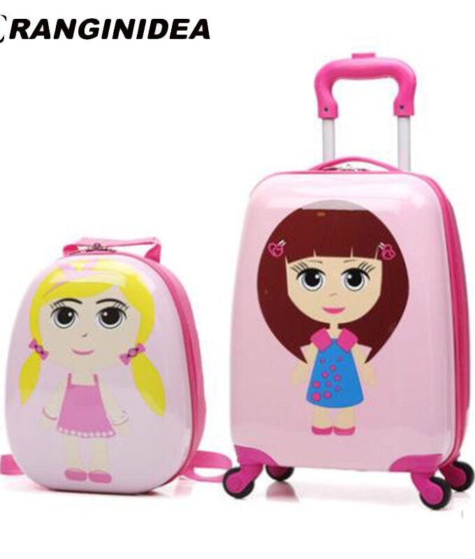 18" Kids Luggage Set Cartoon Animal Rolling Spinner Luggage