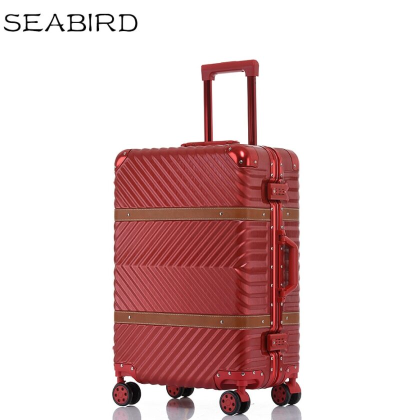 SEABIRD Vintage Travel Suitcase Rolling Luggage Leather SEABIRD''22''24''26''28''Aluminum body Trolley Carry On Luggage Travel Cabine TSA Lock Koffer Mala de Viagem Sliding SuitcaseUSD 126.00-6.00/piece
