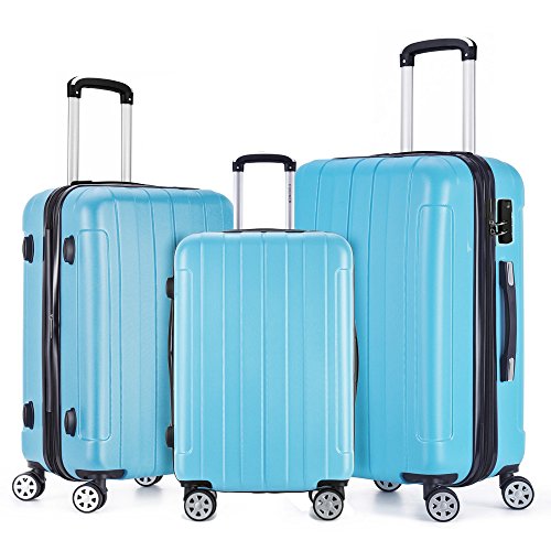 Fochier 3 Piece Expandable Spinner Luggage Set Lightweight Suitcase ...