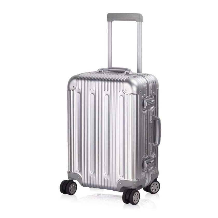 Aluminum Luggage Carry On Spinner Hard Shell Suitcase Aluminum Luggage Carry On Spinner Hard Shell Suitcase Lightweight Metal Suitcases TSA Unlock (Silver "24"29" Inch)