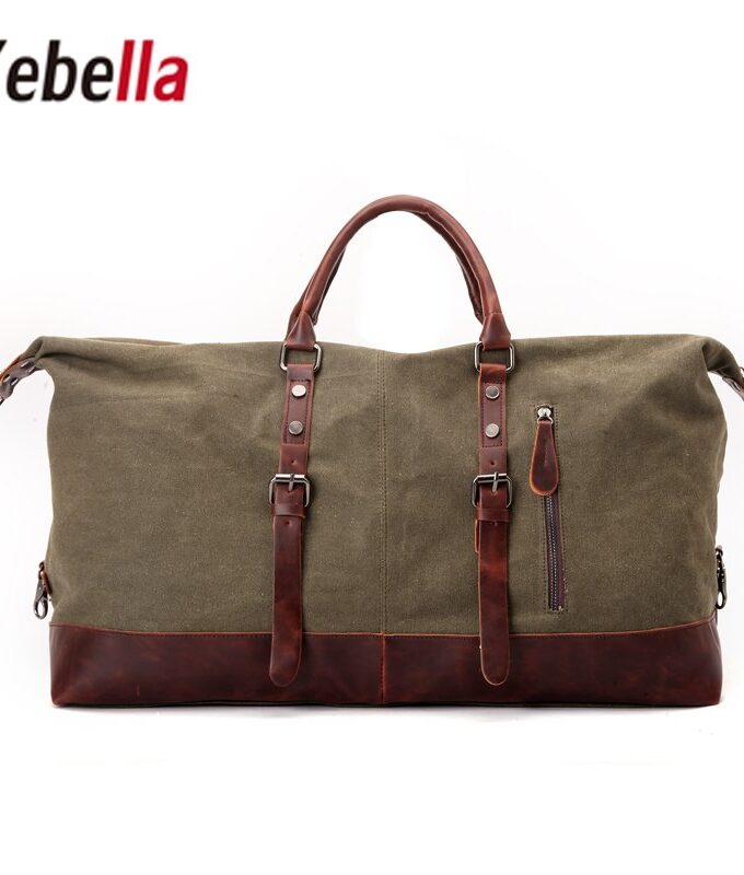 Zebella Oxford Leather Military Duffle Bag Men's Travel Bags