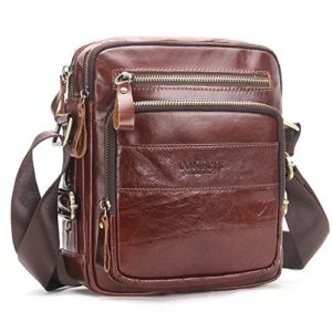 Contacts Genuine Leather Men Messenger Crossbody Shoulder Bag