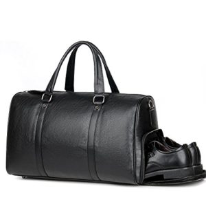 Men Leather Travel Weekender Overnight Small Duffel Bag