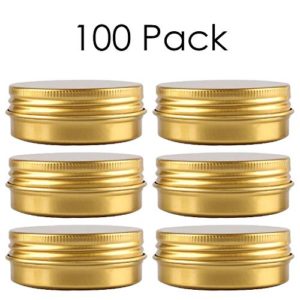 DLIBUY (Pack of 100) 60ml Empty Gold Aluminum Tins Cans