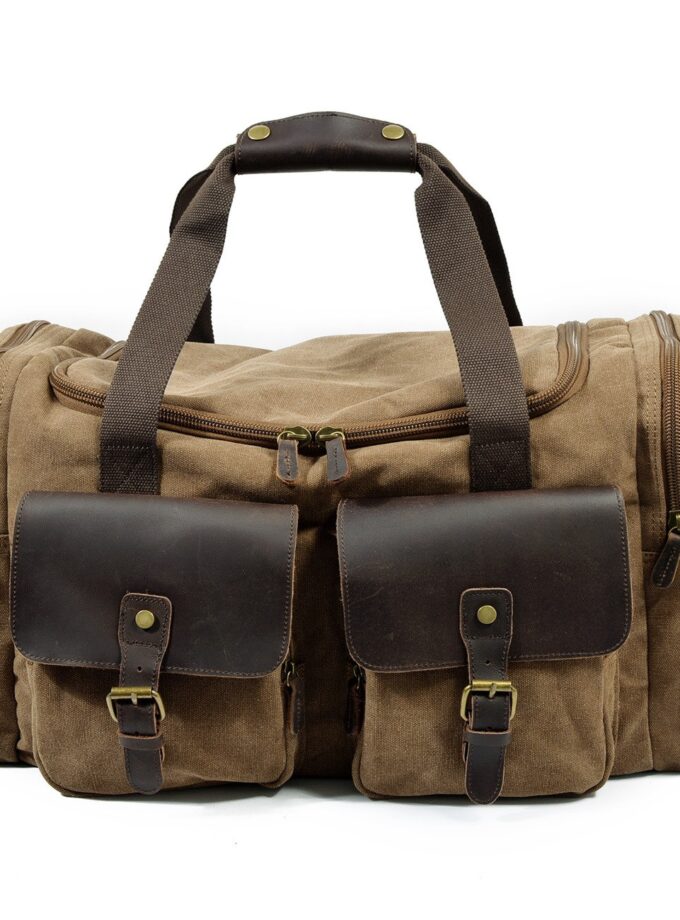 Man Vintage Military Travel Duffel Bag Multi-pocket