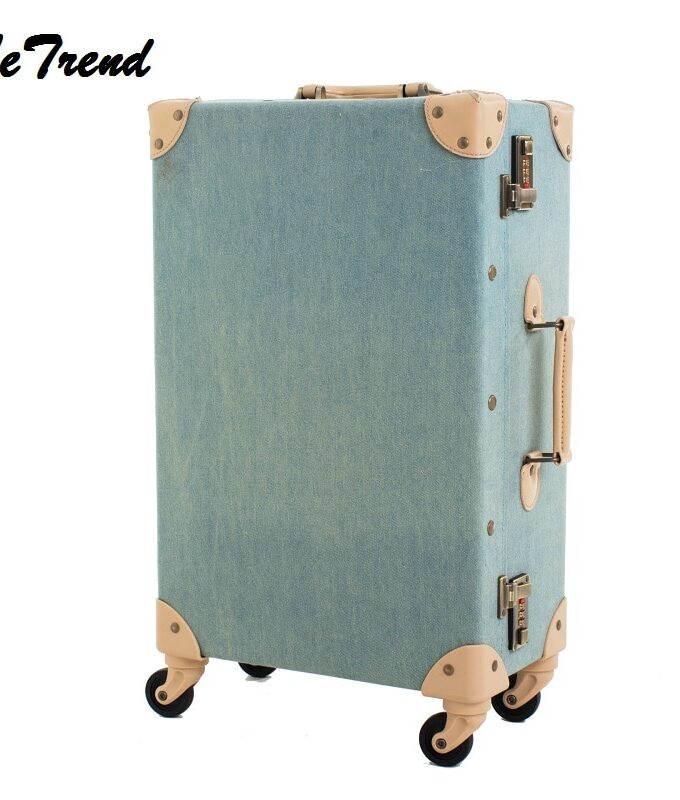 Fashion Vintage Suitcase Wheels PP+PU Leather Rolling Luggage