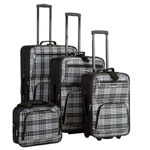 Rockland Luggage 4 Piece Luggage Set, Black Plaid, One Size