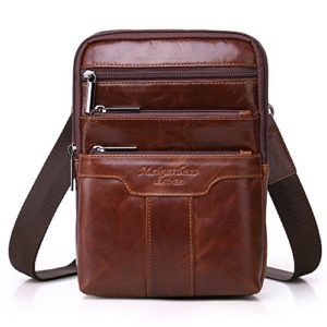 Langzu Men's Genuine Leather Cowhide Vintage Messenger Bag