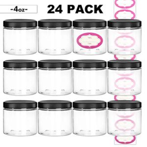 4 Ounce Empty Clear Plastic Slime Jars With Lids and Labels