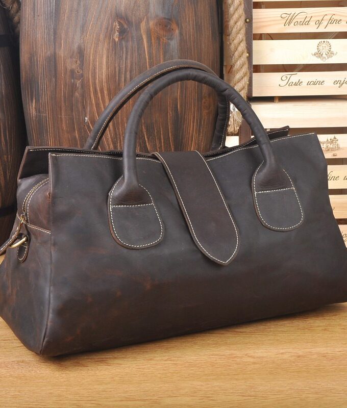 Cowhide Genuine Leather Travel Tote Women or Men Vintage