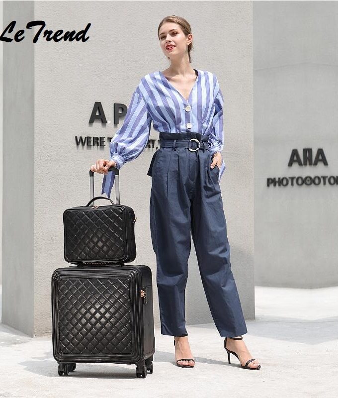 New Fashion 16//24 Size 100% PU Rolling Luggage