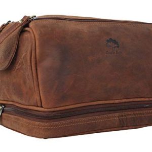 Genuine Leather Travel Toiletry Bag - Dopp Kit Organizer