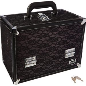 Caboodles Stylist Train Case, Black Lace Over Silver