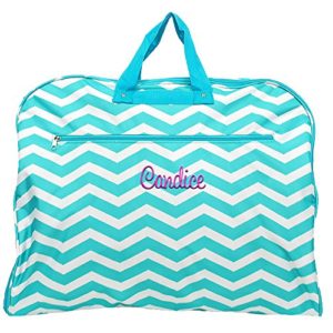 Monogrammed Aqua Chevron Garment Bags for Dress