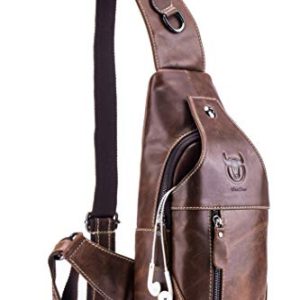 Men's Sling Bag Genuine Leather Chest Shoulder Backpack