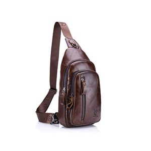 CHARMINER Sling Bag, Leather Chest Bag Crossbody Shoulder