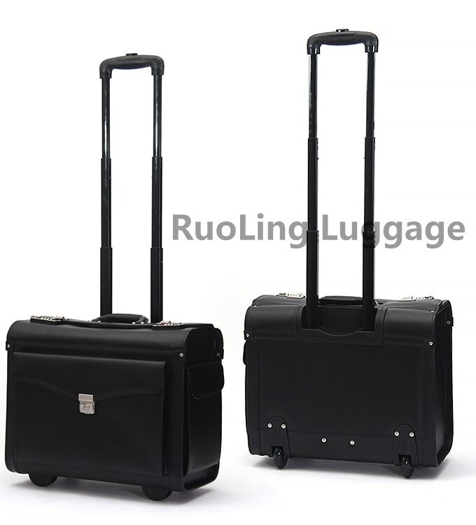 CARRYLOVE Genuine Leather Rolling Luggage Spinner