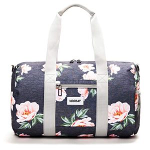 Vooray Roadie 23L Small Gym Duffel Bag, Rose Floral Navy