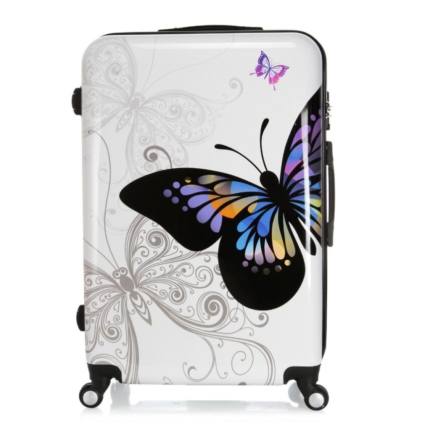 Russia Warehouse White 28" Butterfly Trolley Case Travel Luggage