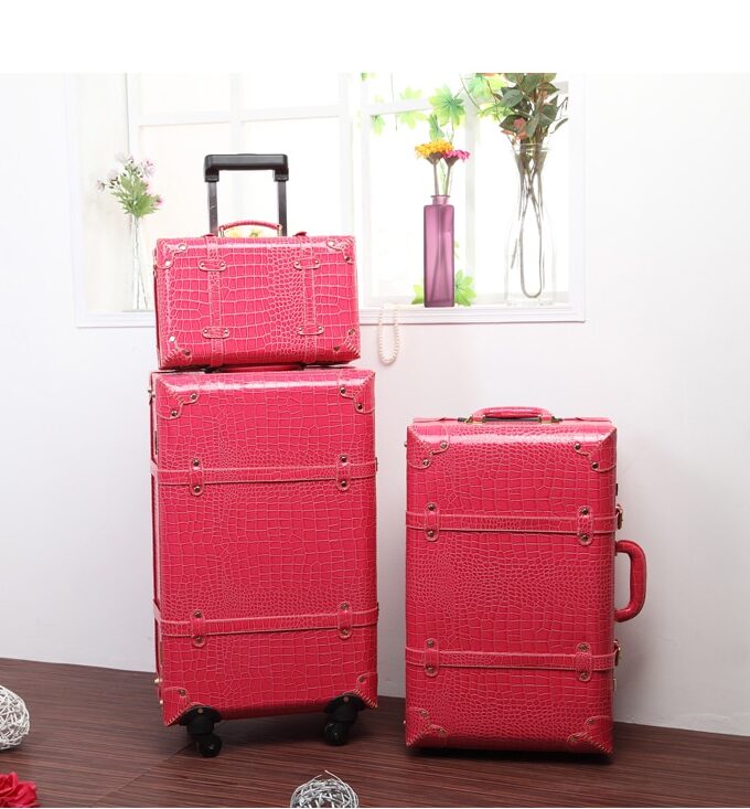 Hot sale!Korea fashion style pu leather travel luggage bags sets