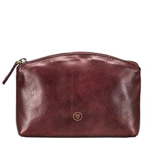 Maxwell Scott Luxury Handcrafted Italian Leather Wine Make Up Bag