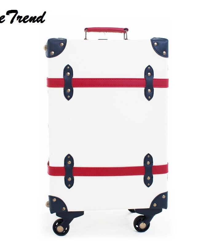 Quality Vintage Suitcase Wheels PP+PU Leather Rolling Luggage