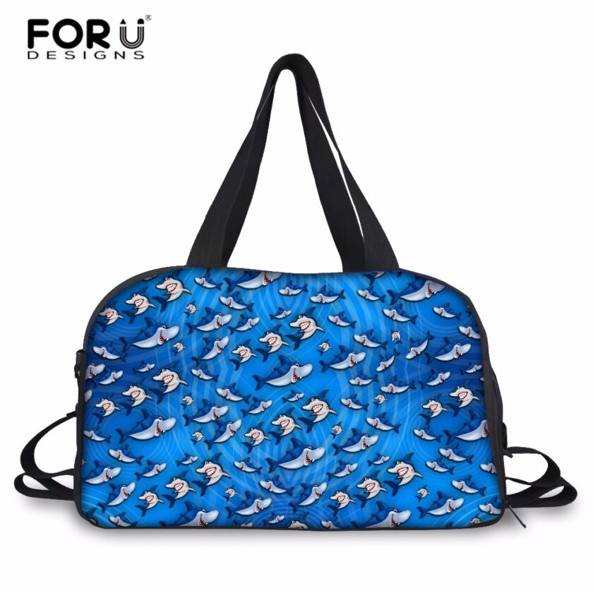 FORUDESIGNS Shark Pattern Men Travel Bags Male Carry on Luggage