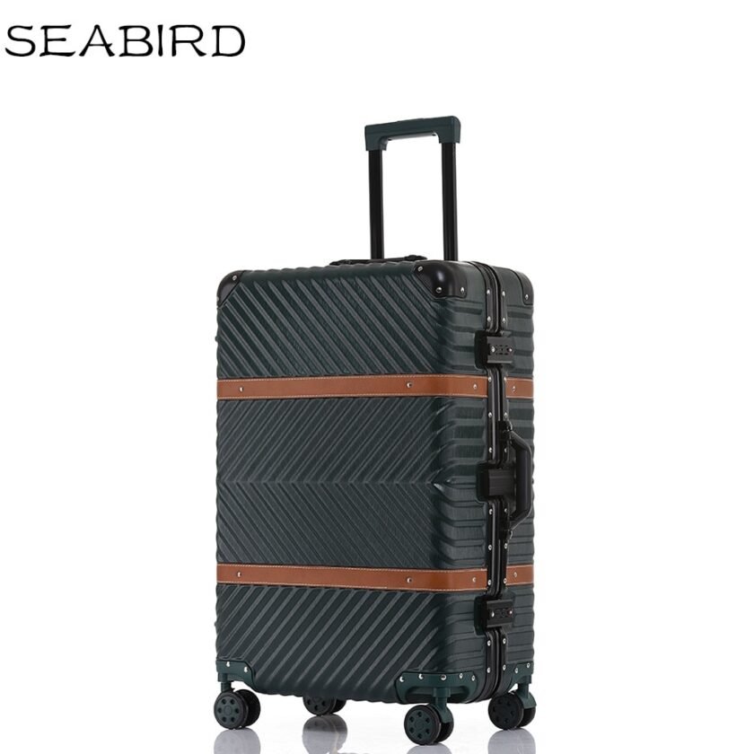 SEABIRD Vintage Travel Suitcase Rolling Luggage Leather - Image 2