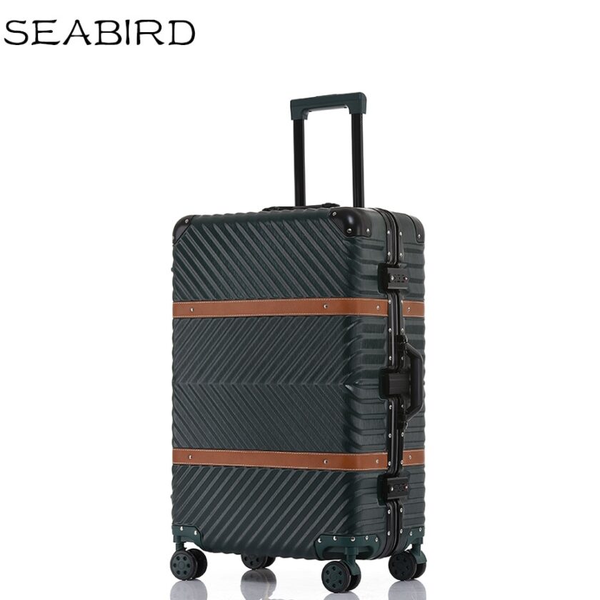 SEABIRD Vintage Travel Suitcase Rolling Luggage Leather SEABIRD''22''24''26''28''Aluminum body Trolley Carry On Luggage Travel Cabine TSA Lock Koffer Mala de Viagem Sliding SuitcaseUSD 126.00-6.00/piece