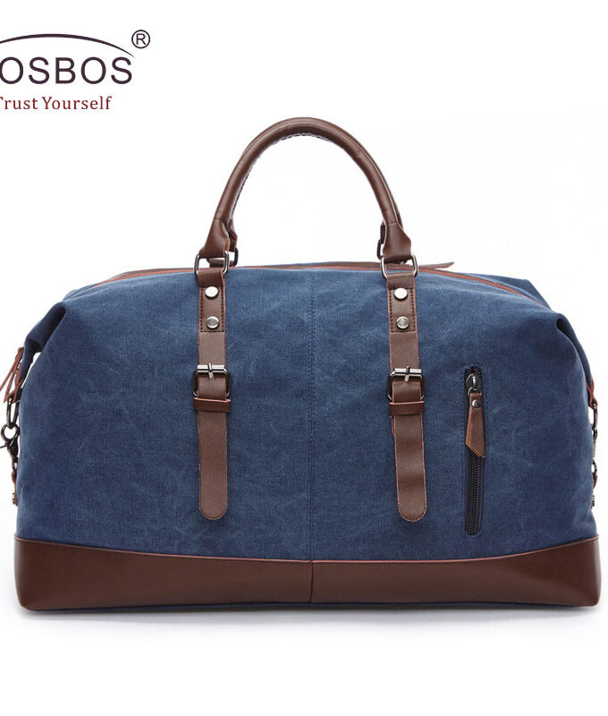 Dropship AOSBOS Canvas Leather Men Travel Bags